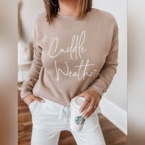 🥰GUC Bella Canvas "Cuddle Weather🥰 Crewneck Sweatshirt" Tan Sz XL🥰